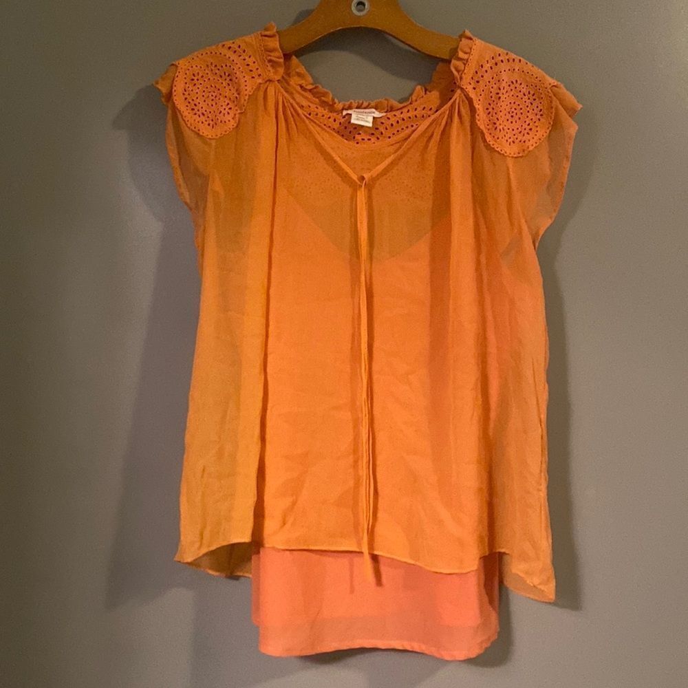 Sundance Women’s Orange Flowy Silk Blouse Size Medium NWOT